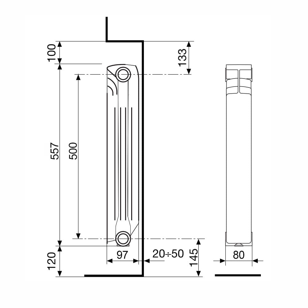 Радиатор алюминиевый Nova Florida EXTRATHERMSERIR SUPER B4 500/100 WHITE