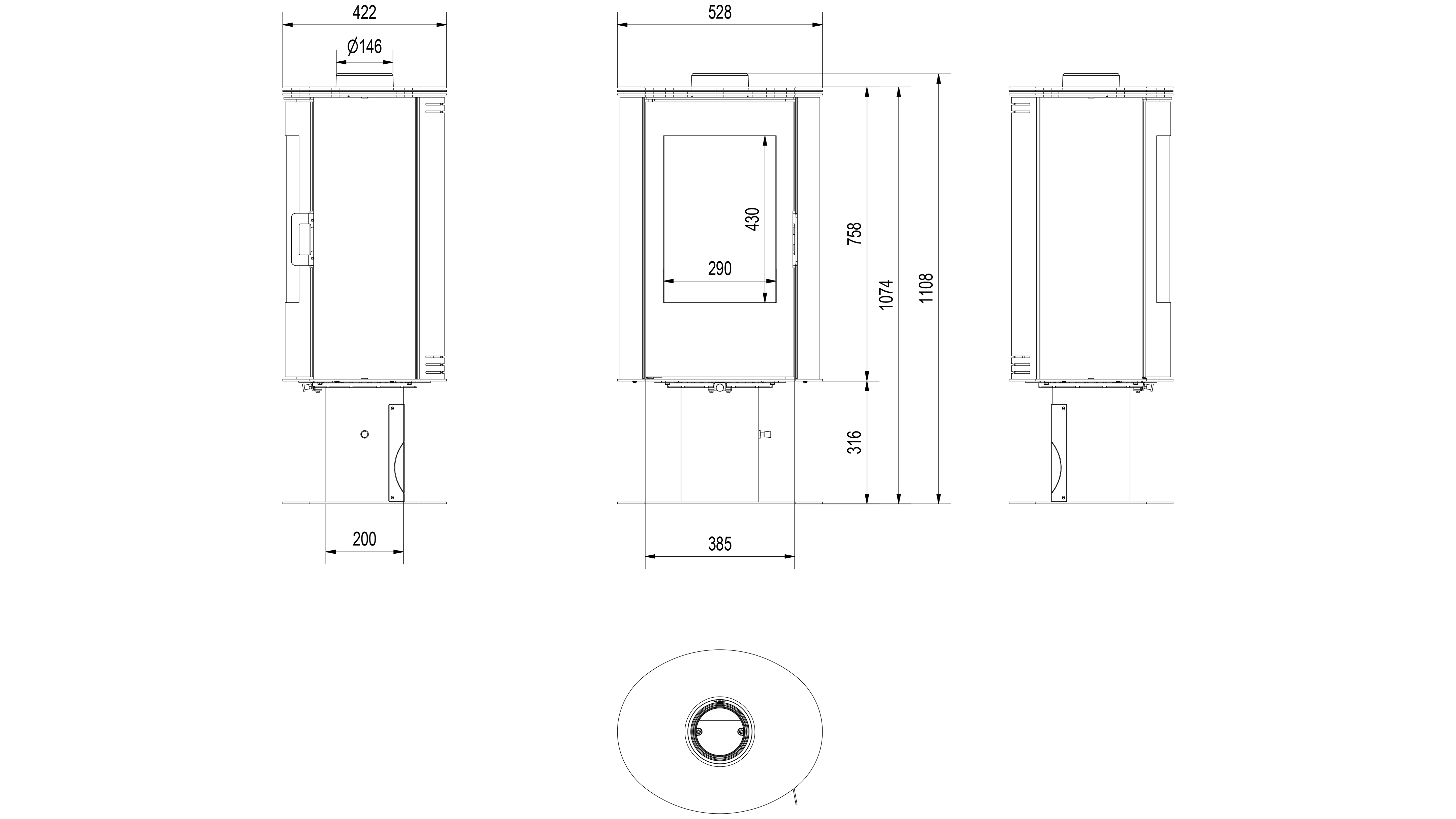 Печь-камин Kratki KOZA AB S/N/O/DR kafel черный